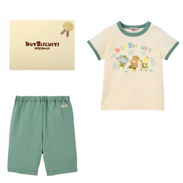 ミキハウス　ホットビスケッツ　mikihouse 半袖Ｔシャツセット【箱付き】（フリー：70ｃｍ-80ｃｍ）子ども服　男の子　幼児　保育園　幼稚園　パジャマ | MIKI HOUSE | 01