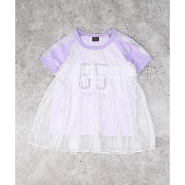 エマーブル　AIMABLE　ラグランチュールレース 半袖 Tシャツ(100・110・120・130・140)子ども服　女の子　小学生　キッズ　ライン入り | AIMABLE | 01