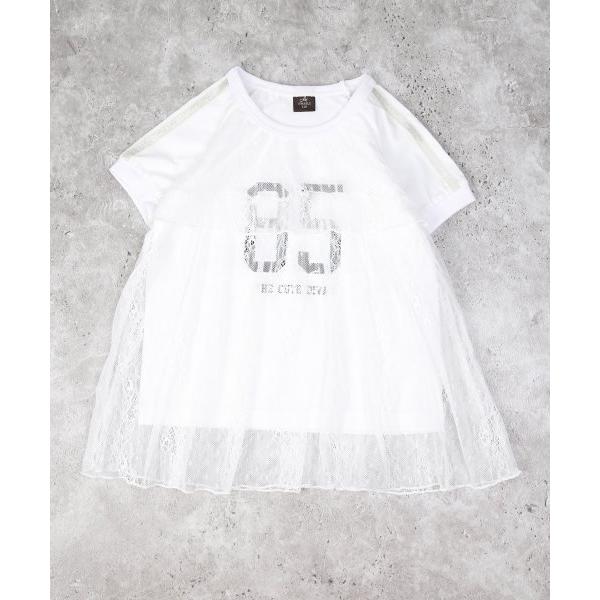 エマーブル　AIMABLE　ラグランチュールレース 半袖 Tシャツ(100・110・120・130・140)子ども服　女の子　小学生　キッズ　ライン入り | AIMABLE | 03