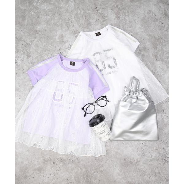 エマーブル　AIMABLE　ラグランチュールレース 半袖 Tシャツ(100・110・120・130・140)子ども服　女の子　小学生　キッズ　ライン入り | AIMABLE | 04