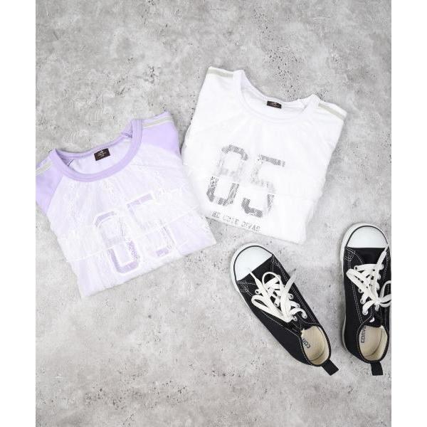 エマーブル　AIMABLE　ラグランチュールレース 半袖 Tシャツ(100・110・120・130・140)子ども服　女の子　小学生　キッズ　ライン入り | AIMABLE | 05