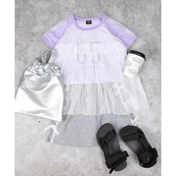 エマーブル　AIMABLE　ラグランチュールレース 半袖 Tシャツ(100・110・120・130・140)子ども服　女の子　小学生　キッズ　ライン入り | AIMABLE | 07