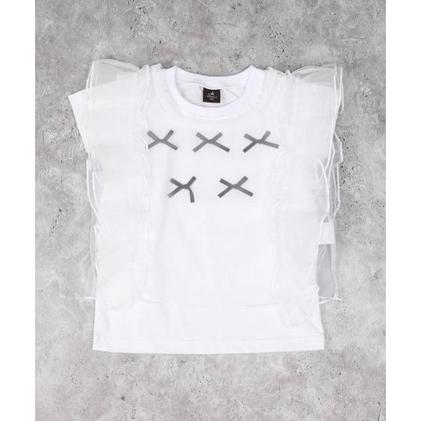 エマーブル　AIMABLE　レイヤード チュール トップス2Pセット　半袖 Tシャツ(100・110・120・130・140)子ども服　女の子　小学生　キッズ リボン　AM25ES002 | AIMABLE | 01