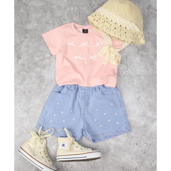 ●50％OFFセール●エマーブル　AIMABLE　パールデニム ショートパンツ (100・110・120・130・140)子ども服　女の子　小学生　キッズ グレー　サックスブルー　AM | AIMABLE | 05