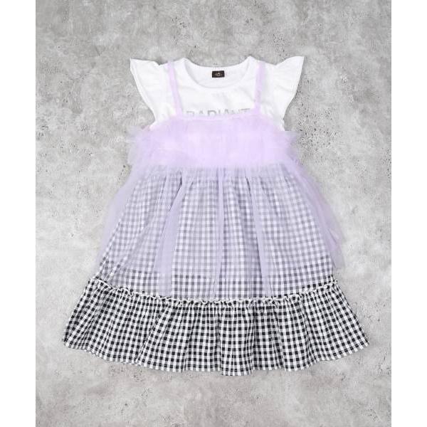 エマーブル　AIMABLE　レイヤードチュール ワンピース 2Pセット (100・110・120・130・140)子ども服　女の子　小学生　キッズ カジュアルガーリー AM25ES005 | AIMABLE | 01