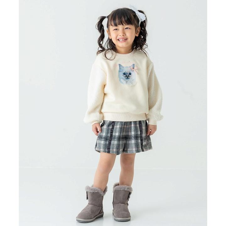 ●50％OFFセール●エマーブル AIMABLE ボアスリーブねこプリントトレーナー  (110・120・130・140) アウトレット セール | DILASH | 08