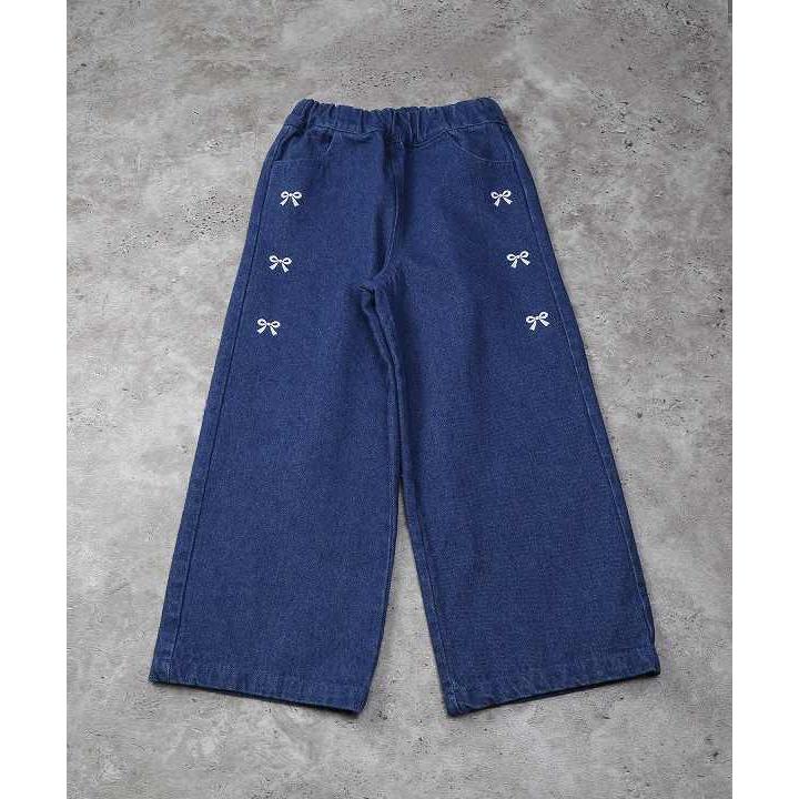 ●50％OFFセール●エマーブル AIMABLE リボンプリントワイドデニムパンツ( 110・120・130・140 ) アウトレット セール | DILASH | 02
