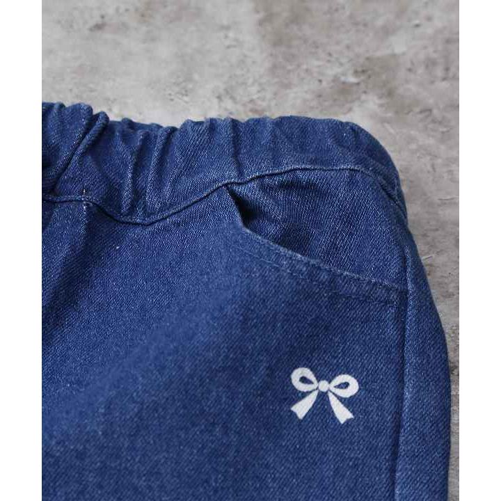 ●50％OFFセール●エマーブル AIMABLE リボンプリントワイドデニムパンツ( 110・120・130・140 ) アウトレット セール | DILASH | 04
