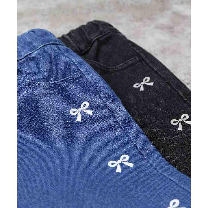 ●50％OFFセール●エマーブル AIMABLE リボンプリントワイドデニムパンツ( 110・120・130・140 ) アウトレット セール | DILASH | 05