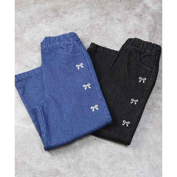 ●50％OFFセール●エマーブル AIMABLE リボンプリントワイドデニムパンツ( 110・120・130・140 ) アウトレット セール | DILASH | 06
