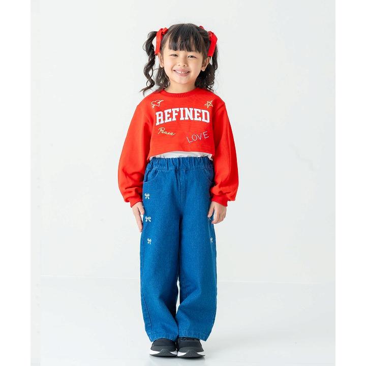 ●50％OFFセール●エマーブル AIMABLE リボンプリントワイドデニムパンツ( 110・120・130・140 ) アウトレット セール | DILASH | 08