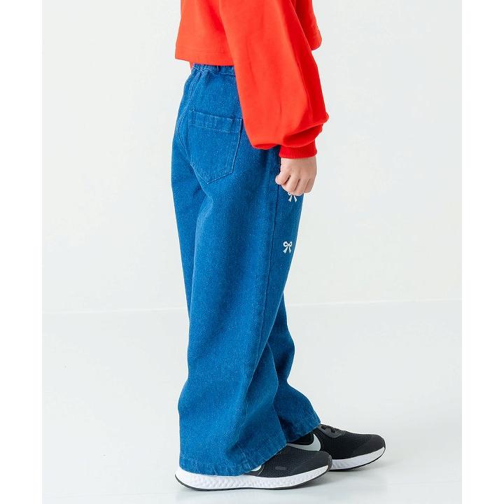 ●50％OFFセール●エマーブル AIMABLE リボンプリントワイドデニムパンツ( 110・120・130・140 ) アウトレット セール | DILASH | 09