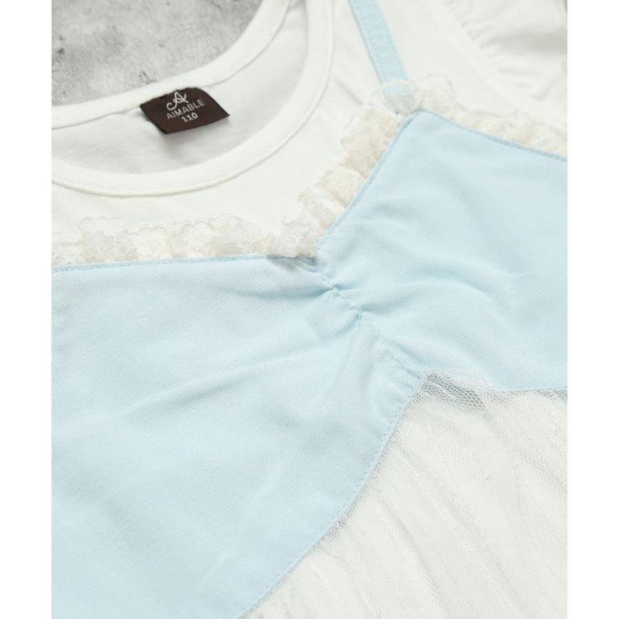 エマーブル AIMABLE 【レイヤード風】ドットチュールキャミドッキングチュニック ( 110 120 130 140 ) 子ども服 女の子 | DILASH | 10