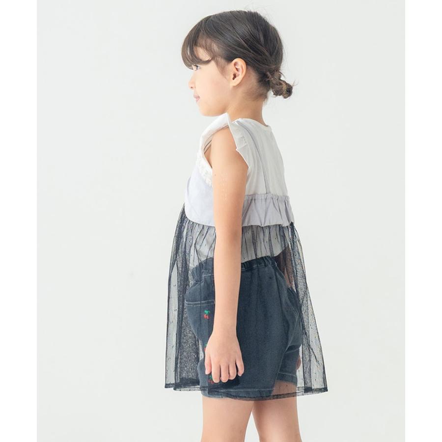 エマーブル AIMABLE 【レイヤード風】ドットチュールキャミドッキングチュニック ( 110 120 130 140 ) 子ども服 女の子 | DILASH | 02