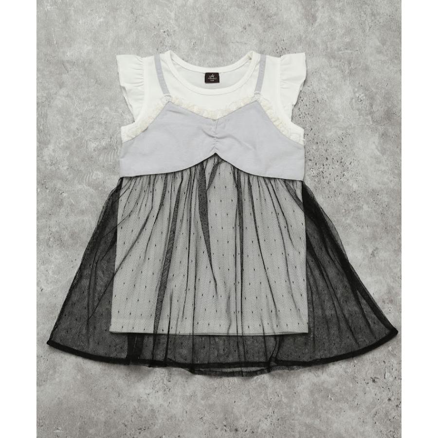 エマーブル AIMABLE 【レイヤード風】ドットチュールキャミドッキングチュニック ( 110 120 130 140 ) 子ども服 女の子 | DILASH | 05