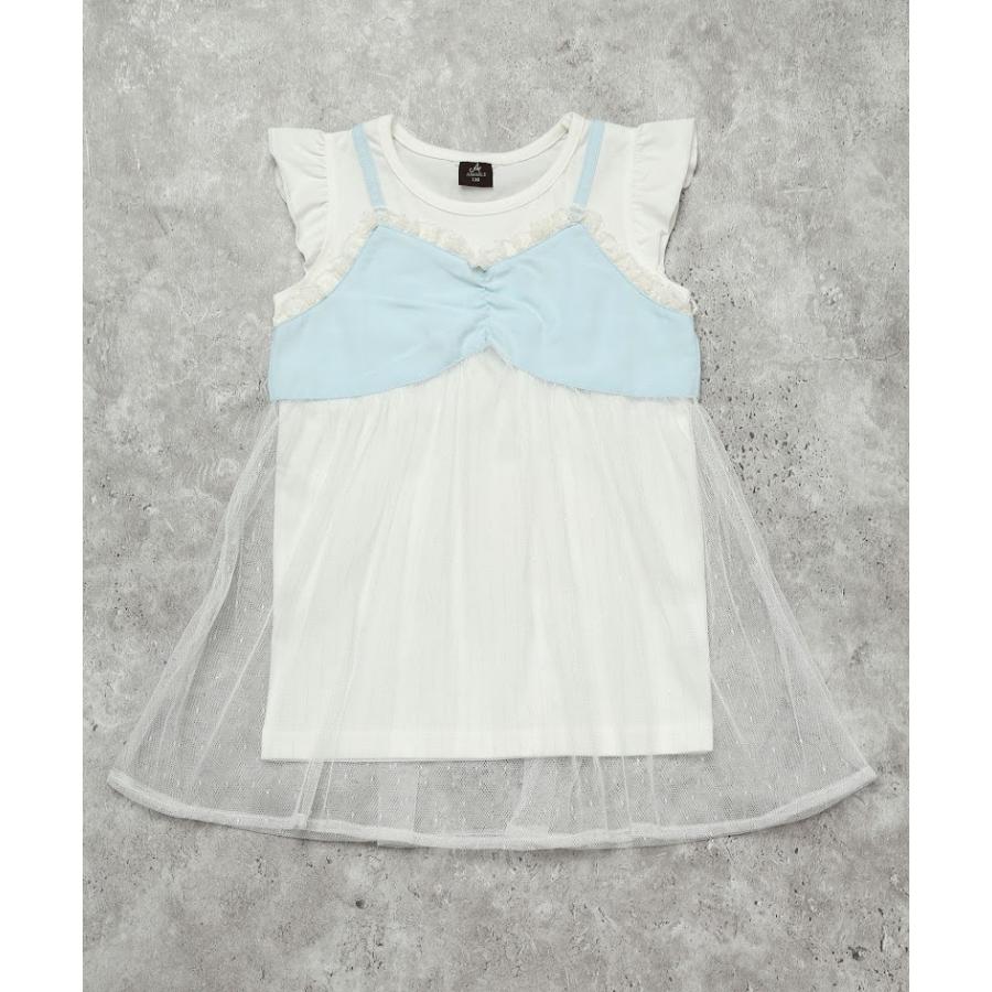 エマーブル AIMABLE 【レイヤード風】ドットチュールキャミドッキングチュニック ( 110 120 130 140 ) 子ども服 女の子 | DILASH | 06