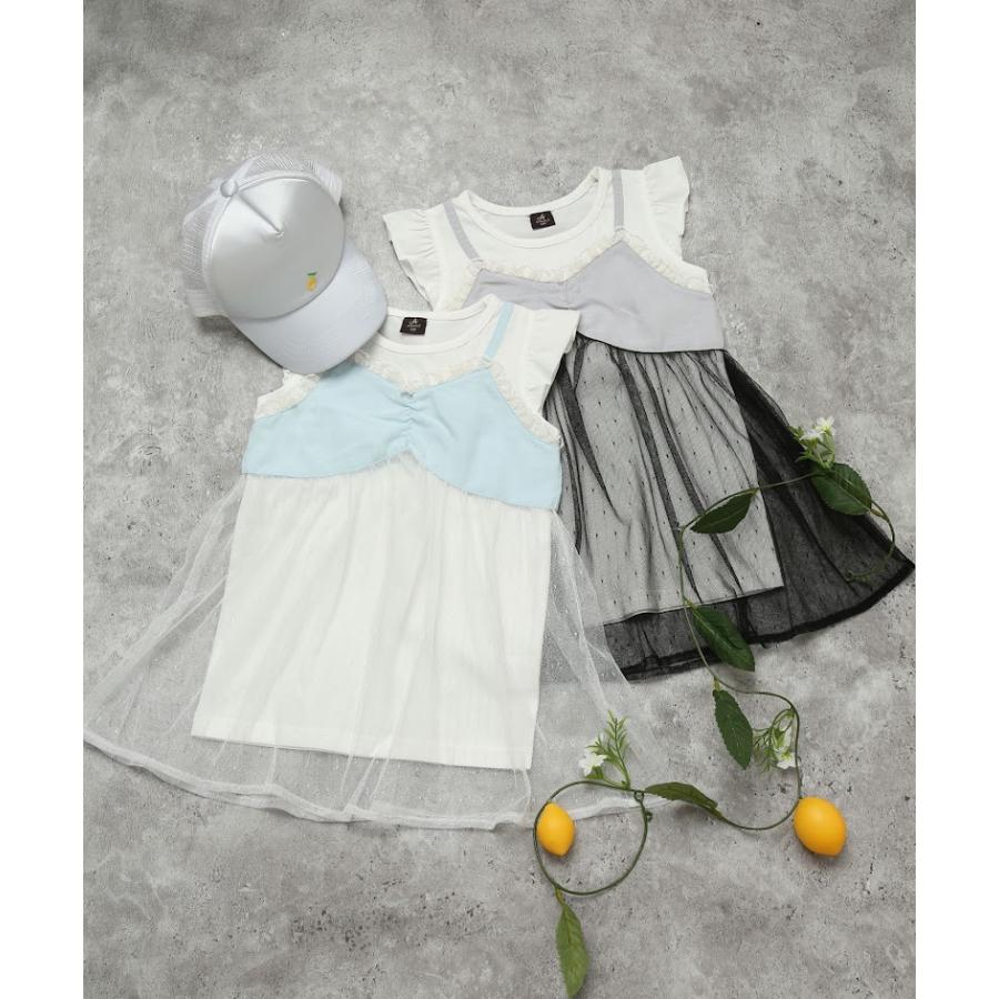エマーブル AIMABLE 【レイヤード風】ドットチュールキャミドッキングチュニック ( 110 120 130 140 ) 子ども服 女の子 | DILASH | 08