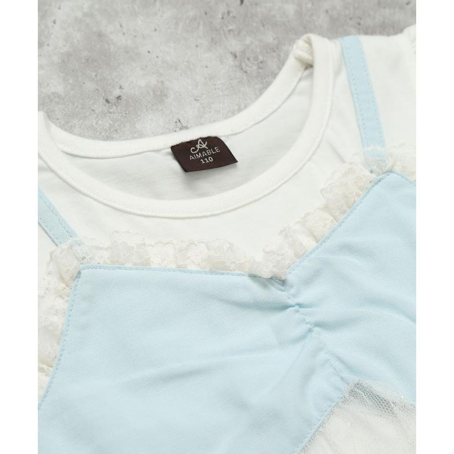 エマーブル AIMABLE 【レイヤード風】ドットチュールキャミドッキングチュニック ( 110 120 130 140 ) 子ども服 女の子 | DILASH | 09