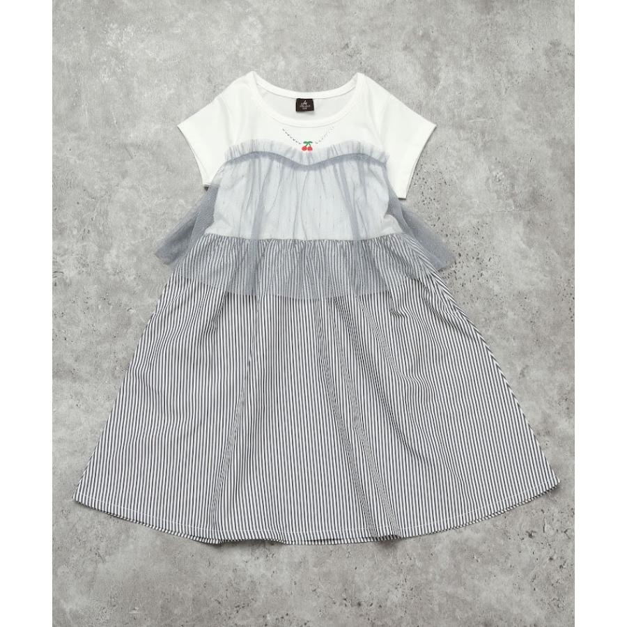 エマーブル AIMABLE 【さくらんぼ／ドッキング】ストライプチュールワンピース ( 100 110 120 130 140 ) 子ども服 女の子 | AIMABLE | 04