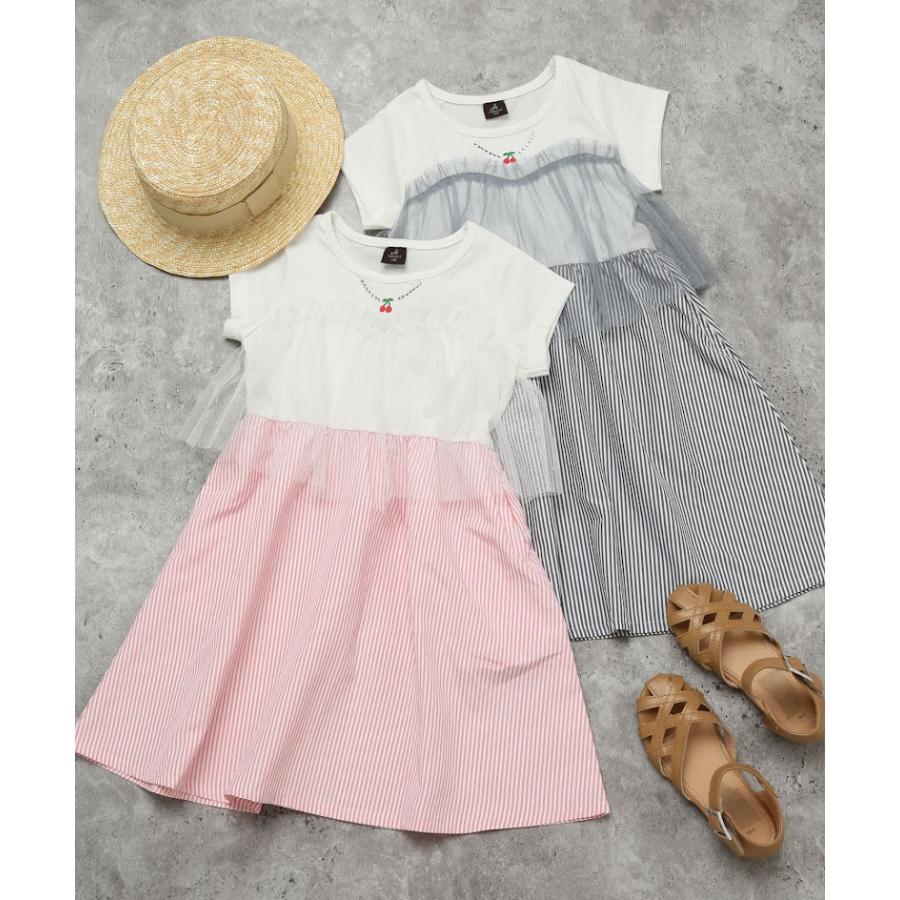 エマーブル AIMABLE 【さくらんぼ／ドッキング】ストライプチュールワンピース ( 100 110 120 130 140 ) 子ども服 女の子 | AIMABLE | 07