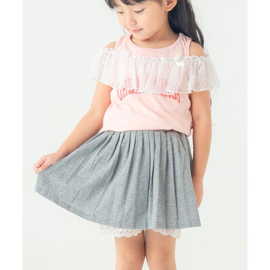 エマーブル AIMABLE 【安心のインパン付き】裾レースプリーツキュロットスカート ( 100 110 120 130 140 ) 子ども服 女の子 | AIMABLE | 01