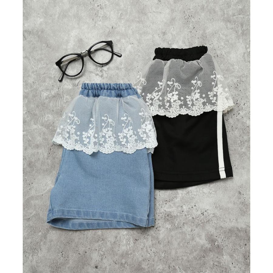 エマーブル AIMABLE 【甘辛MIX・レイヤード風】サイドライン / デニムショートパンツ ( 100 110 120 130 140 ) 子ども服 女の子 キッズ | AIMABLE | 15