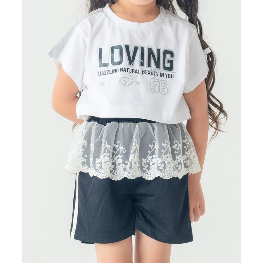 エマーブル AIMABLE 【甘辛MIX・レイヤード風】サイドライン / デニムショートパンツ ( 100 110 120 130 140 ) 子ども服 女の子 キッズ | AIMABLE | 01