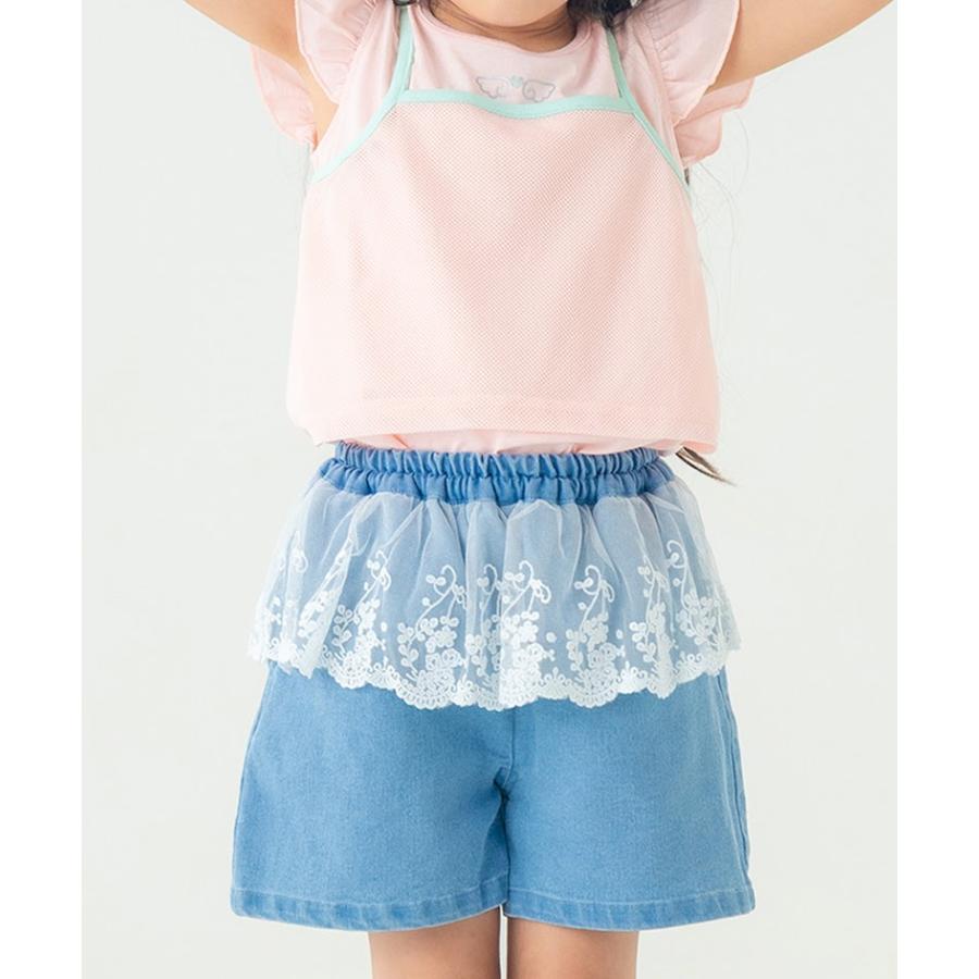 エマーブル AIMABLE 【甘辛MIX・レイヤード風】サイドライン / デニムショートパンツ ( 100 110 120 130 140 ) 子ども服 女の子 キッズ | AIMABLE | 02