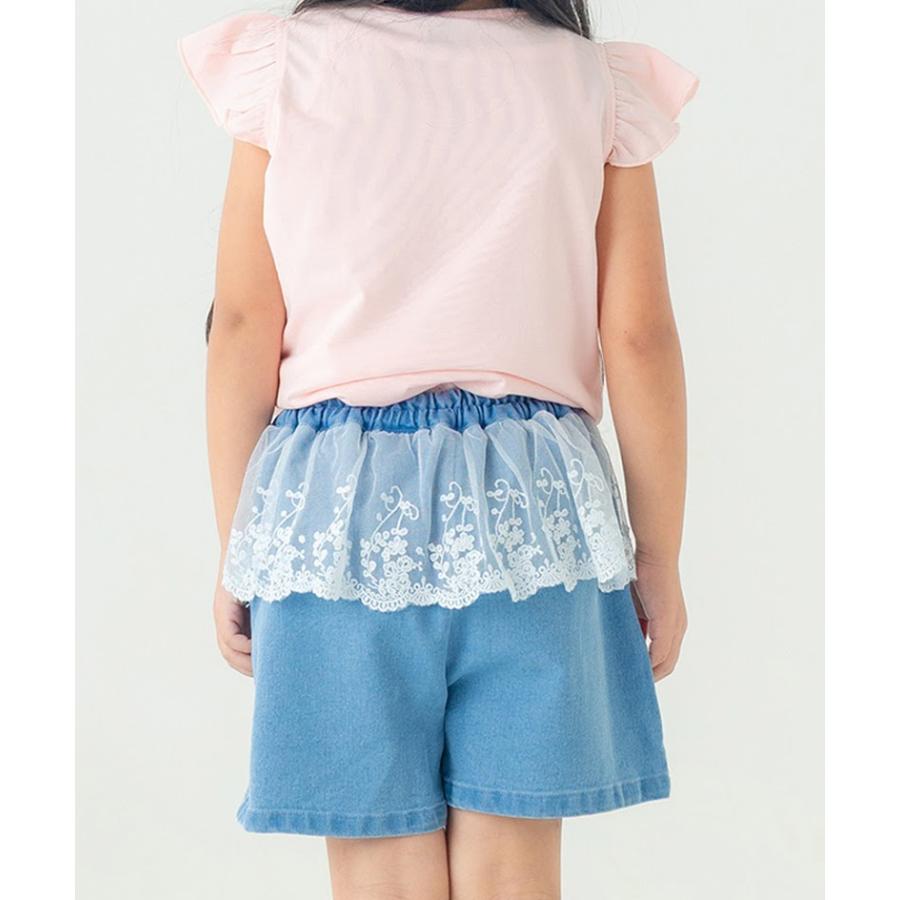 エマーブル AIMABLE 【甘辛MIX・レイヤード風】サイドライン / デニムショートパンツ ( 100 110 120 130 140 ) 子ども服 女の子 キッズ | AIMABLE | 04