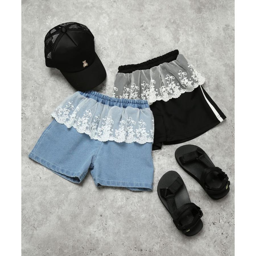 エマーブル AIMABLE 【甘辛MIX・レイヤード風】サイドライン / デニムショートパンツ ( 100 110 120 130 140 ) 子ども服 女の子 キッズ | AIMABLE | 08