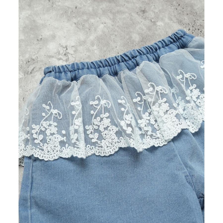 エマーブル AIMABLE 【甘辛MIX・レイヤード風】サイドライン / デニムショートパンツ ( 100 110 120 130 140 ) 子ども服 女の子 キッズ | AIMABLE | 09