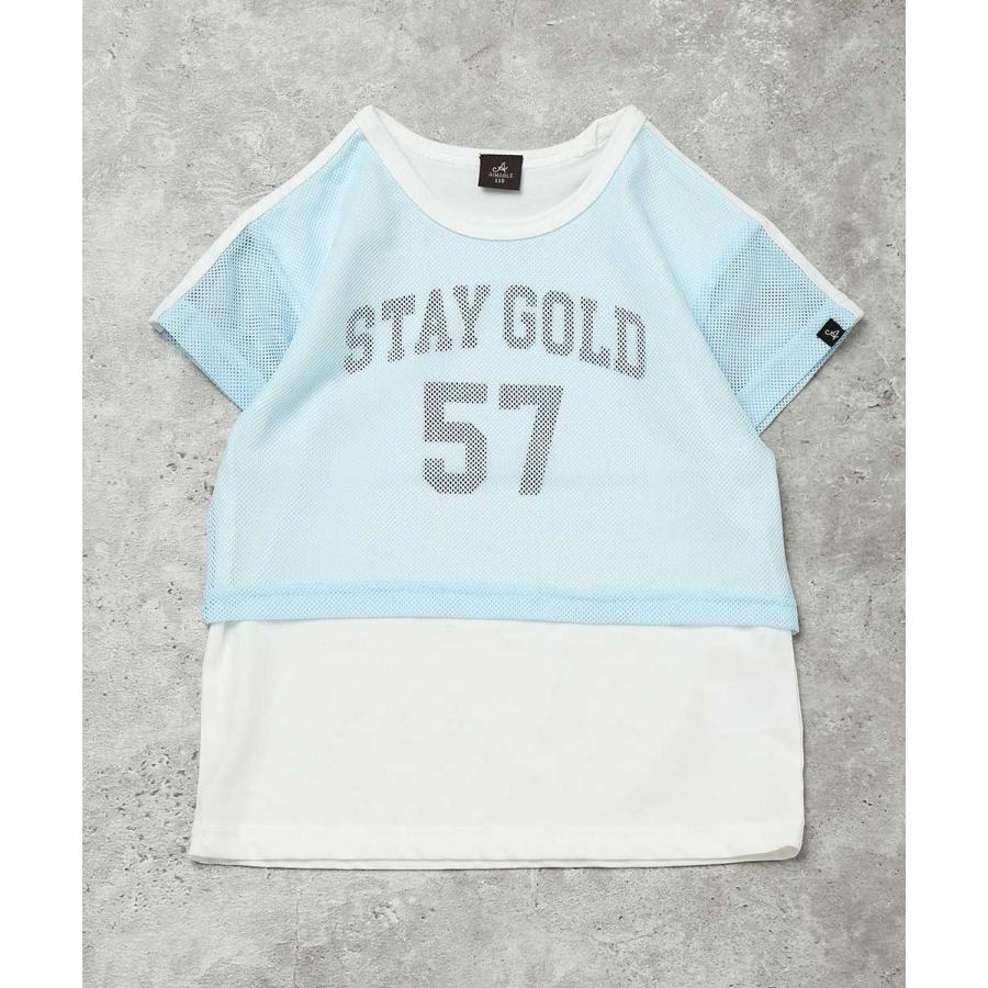 エマーブル AIMABLE 【メッシュ×レイヤード】 ナンバリングTシャツ ( 110 120 130 140 )　子ども服 キッズ ジュニア 女の子 | AIMABLE | 02