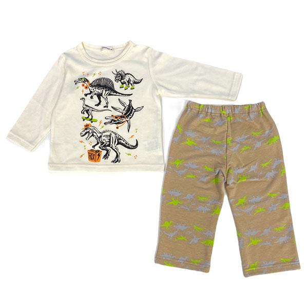 ●40％OFFセール●キッズフォーレ　Kids Foret　恐竜柄ワンマイルウェア　長袖パジャマ(90cm）アウトレット ルームウェア 寝巻 | Kids Foret | 03