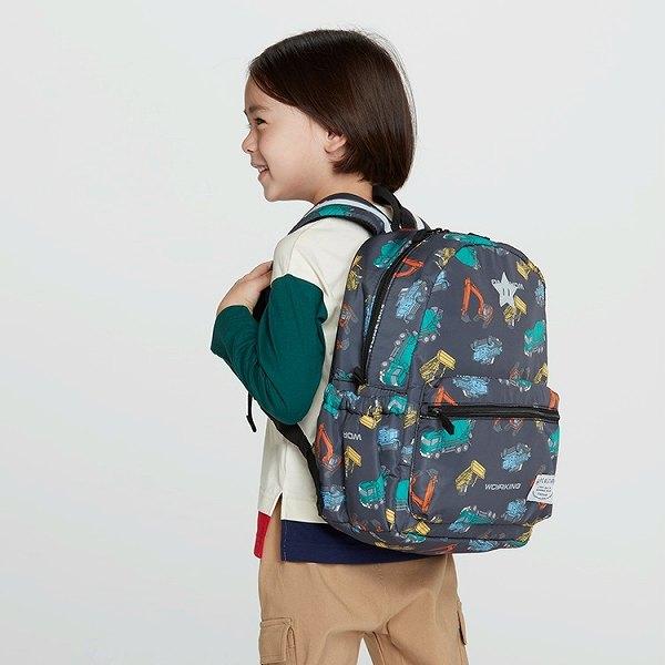 キッズフォーレ Kids Foret くま・働く車 総柄 リュック  ( M 10L・L 15L )  中綿ボンディング 撥水加工 通園 通学 | Kids Foret | 12