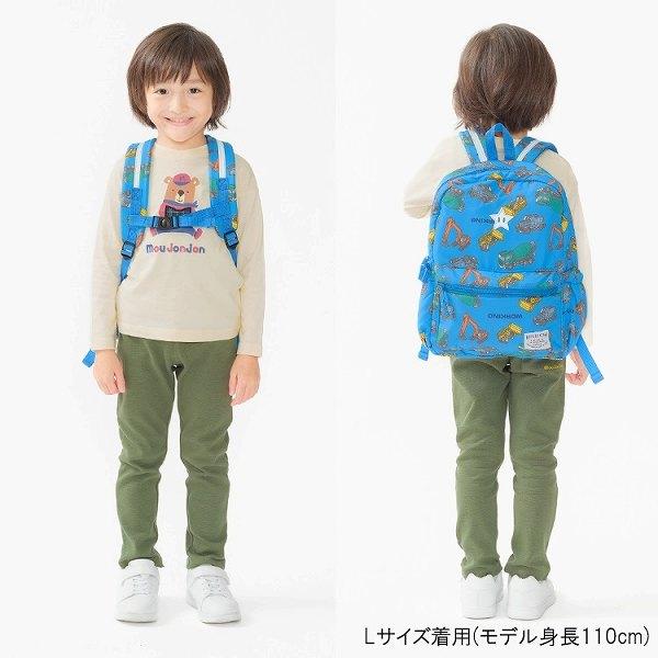 キッズフォーレ Kids Foret くま・働く車 総柄 リュック  ( M 10L・L 15L )  中綿ボンディング 撥水加工 通園 通学 | Kids Foret | 15