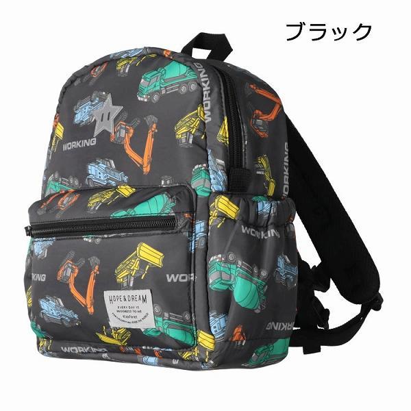キッズフォーレ Kids Foret くま・働く車 総柄 リュック  ( M 10L・L 15L )  中綿ボンディング 撥水加工 通園 通学 | Kids Foret | 01