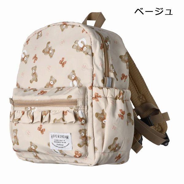 キッズフォーレ Kids Foret くま・働く車 総柄 リュック  ( M 10L・L 15L )  中綿ボンディング 撥水加工 通園 通学 | Kids Foret | 03