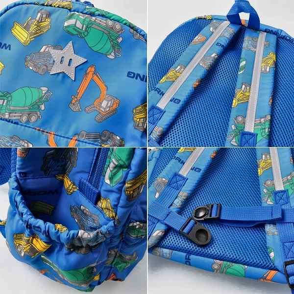 キッズフォーレ Kids Foret くま・働く車 総柄 リュック  ( M 10L・L 15L )  中綿ボンディング 撥水加工 通園 通学 | Kids Foret | 09