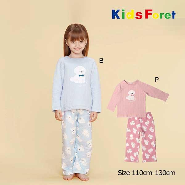 キッズフォーレ　Kids Foret　ポメラニアン柄長袖キルトパジャマ いぬ (110・120・130）/丸高衣料  デイリーウェア お出かけ 子ども ルームウェア　寝巻 | Kids Foret