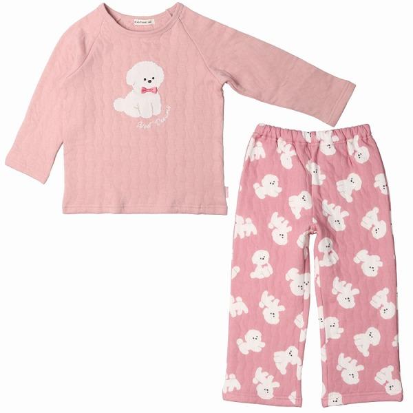 キッズフォーレ　Kids Foret　ポメラニアン柄長袖キルトパジャマ いぬ (110・120・130）/丸高衣料  デイリーウェア お出かけ 子ども ルームウェア　寝巻 | Kids Foret | 01