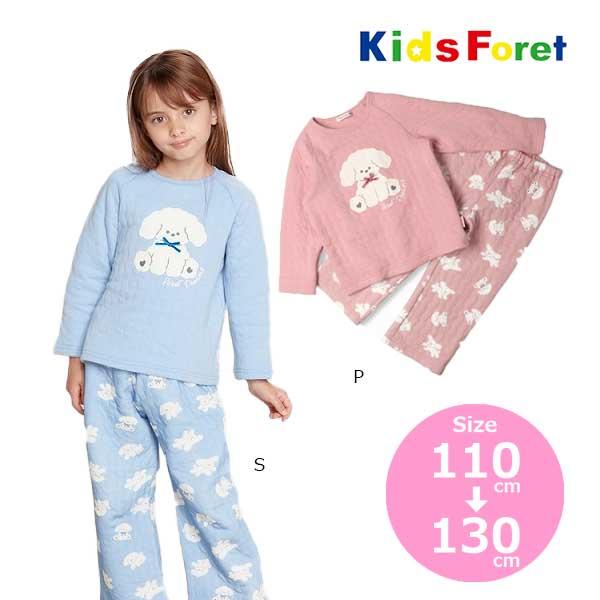 キッズフォーレ Kids Foret いぬ柄 長袖キルト パジャマ ( 100 110 120 ) 子ども服 キッズ ルームウェア | Kids Foret