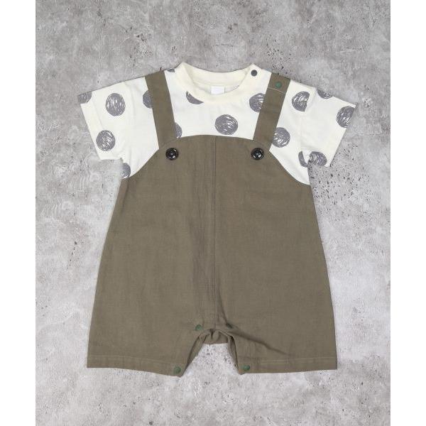 ●50％OFFセール●ディラッシュ　DILASH レイヤード風 ロンパース(70・80)子ども服　ベビー　赤ちゃん　男の子　女の子　半袖　半パン　ショートオール　ドット | DILASH | 01