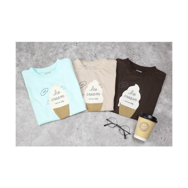 ディラッシュ　DILASH アイスクリーム柄 半袖Tシャツ (110・120・130)子ども服　女の子　男の子　小学生　キッズ　DL25ES006　ベージュ　ブラウン　ミント | DILASH | 06