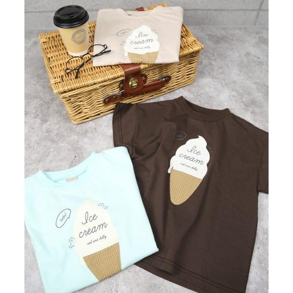 ディラッシュ　DILASH アイスクリーム柄 半袖Tシャツ (110・120・130)子ども服　女の子　男の子　小学生　キッズ　DL25ES006　ベージュ　ブラウン　ミント | DILASH | 07
