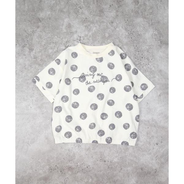 ディラッシュ　DILASH ドット柄　半袖Tシャツ (110・120・130)子ども服　女の子　男の子　小学生　キッズ　DL25ES008　水玉　サックス　オフホワイト　ブラウン | DILASH | 02