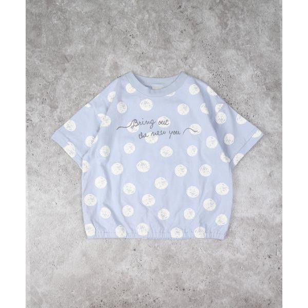 ディラッシュ　DILASH ドット柄　半袖Tシャツ (110・120・130)子ども服　女の子　男の子　小学生　キッズ　DL25ES008　水玉　サックス　オフホワイト　ブラウン | DILASH | 03