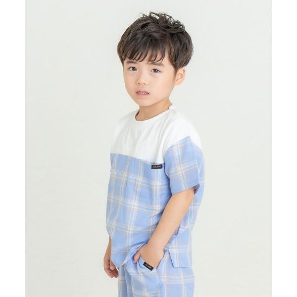 ディラッシュ　DILASH チェック柄 半袖 Tシャツ(110・120・130・140)子ども服　男の子　保育園　幼稚園　小学生　キッズ　切り替え　DL25ES010 | DILASH | 01