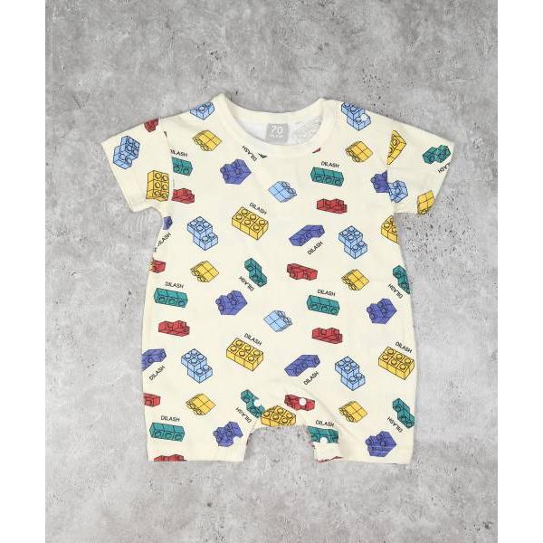 ●50％OFFセール●ディラッシュ　DILASH ブロック柄 ロンパース(70・80)子ども服　ベビー　赤ちゃん　男の子　ショートオール　カバーオール　カラフル　DL25ES0 | DILASH | 01