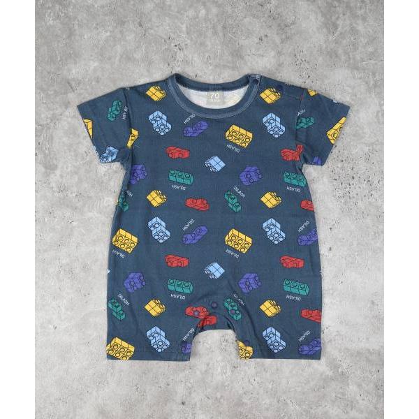 ディラッシュ　DILASH ブロック柄 ロンパース(70・80)子ども服　ベビー　赤ちゃん　男の子　ショートオール　カバーオール　カラフル　DL25ES020 | DILASH | 02