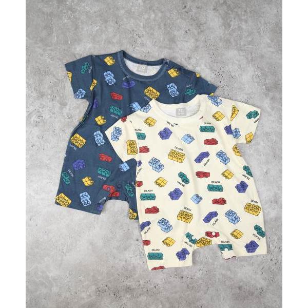 ディラッシュ　DILASH ブロック柄 ロンパース(70・80)子ども服　ベビー　赤ちゃん　男の子　ショートオール　カバーオール　カラフル　DL25ES020 | DILASH | 04